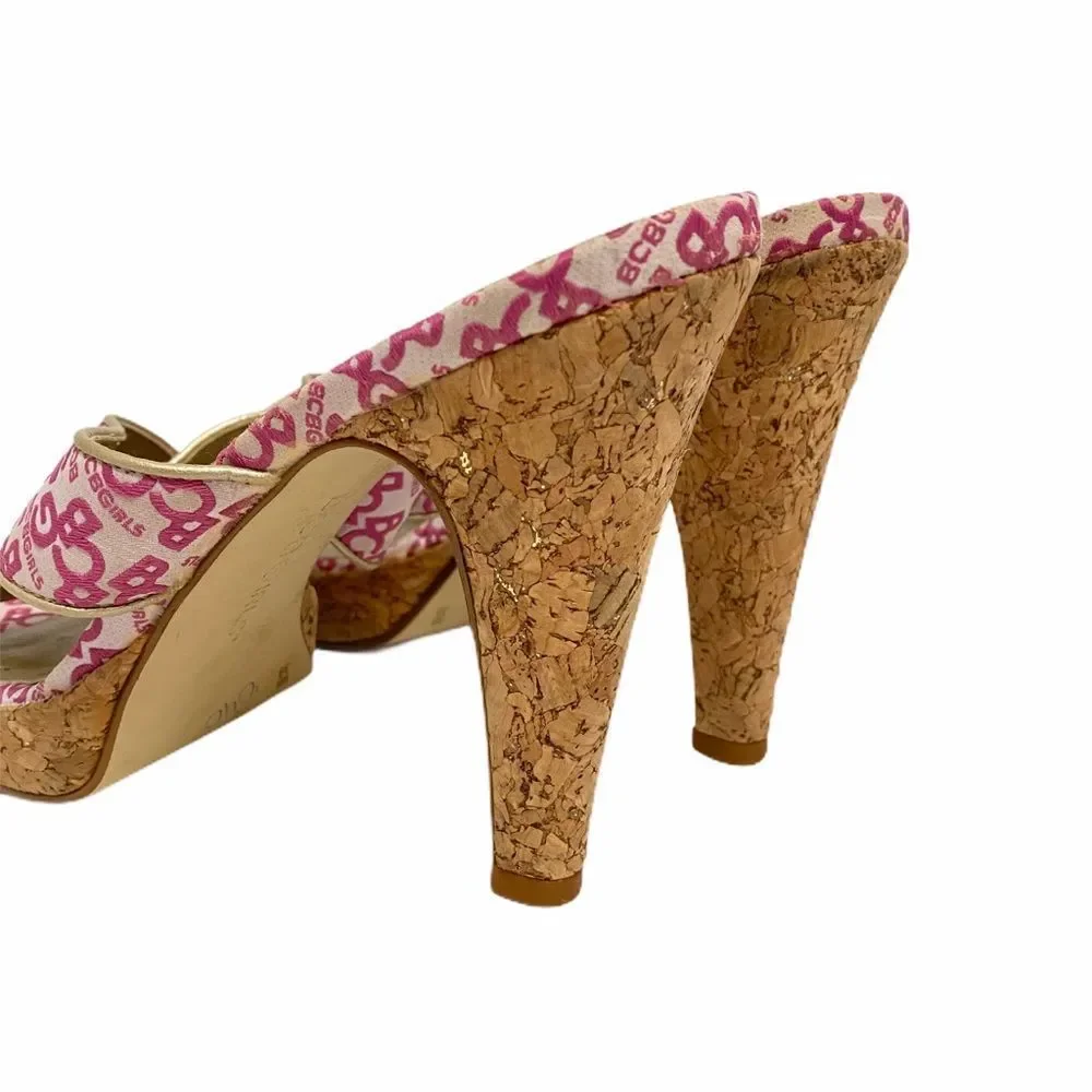Vintage‎ y2k BCBGIRLS Pink High Heels Cork Sandal 9B Babiecore
